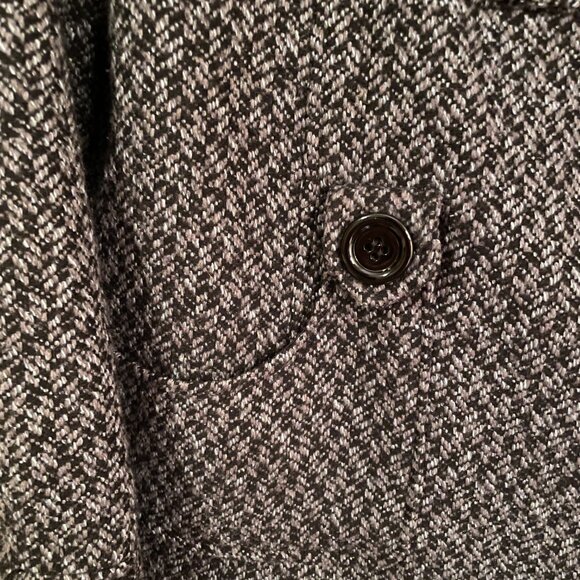 Black/Grey Herringbone GARFIELD & MARKS Wool Blend Tweed Winter Coat, Si… - Picture 5 of 7